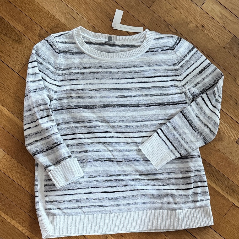 Talbots Black and White Striped Sweater